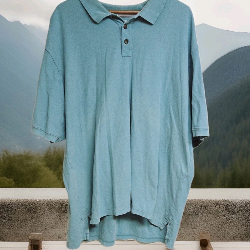 Duluth Trading Men’s Short sleeve Green Polo Shirt Size 2XLT. Flaw See Pics.